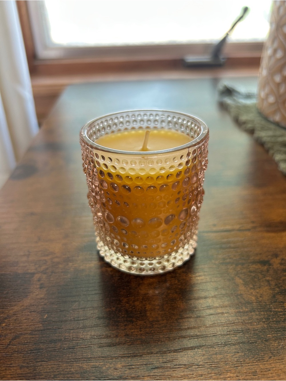 Vanilla Scented Pure Beeswax Candles 3 oz Jar-Pink Bubble Jar